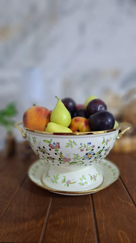 آبکش و سینی لعابی